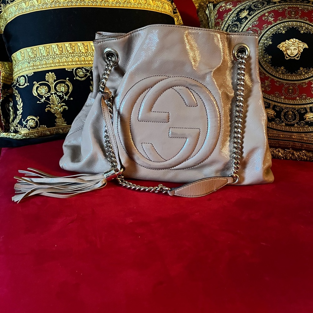 Gucci Soho Chain Bag Patent Blush Nude Beige Tan